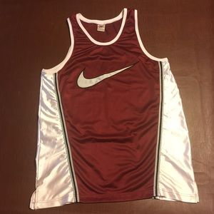 Vtg 90s Nike Big Swoosh Tank Top Jersey Mesh Maroon L